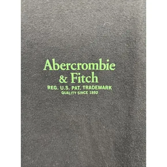 Abercrombie & Fitch Men's Medium, Black LS Shirt with Green Logos - Picture 3 of 6